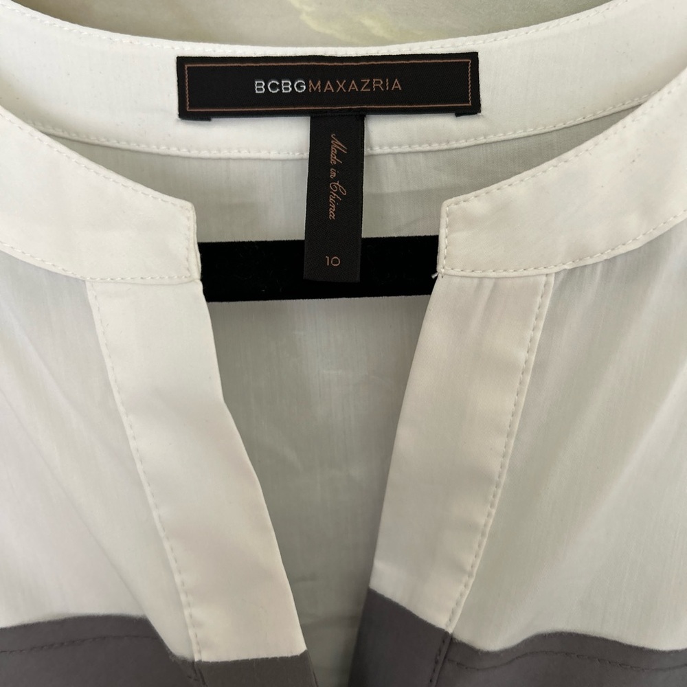 BCBGMaxAzria White and Gray Layered Dress - Picture 3 of 9